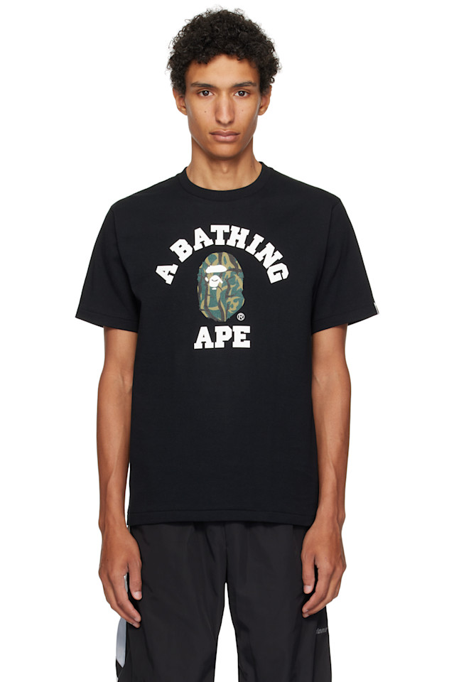 

Bape Черная камуфляжная футболка для колледжа