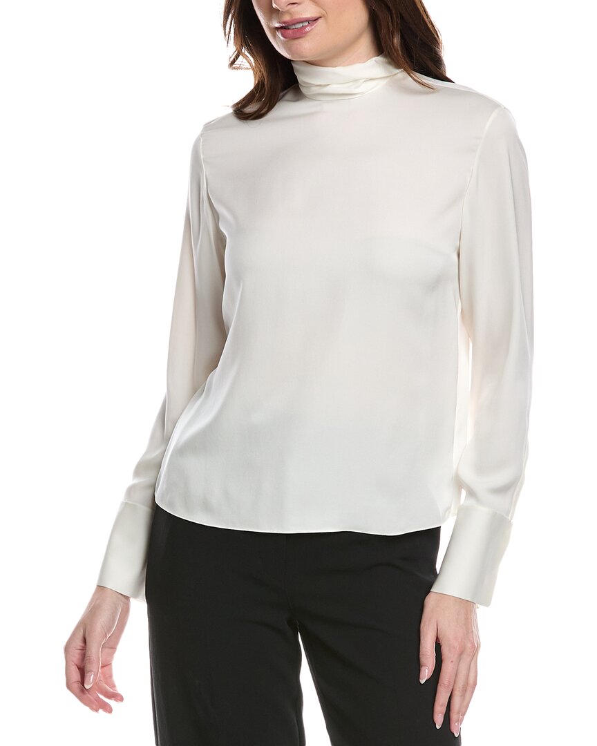 

Шелковая блузка с воротником-стойкой Theory Tie, белый