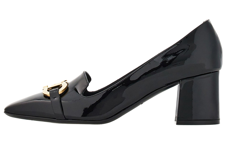 Туфли-лодочки из кожи с пряжкой Gancini, 60 мм Ferragamo, Black