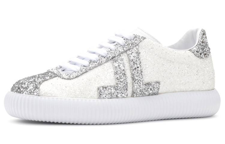 Glen Low Top Стильные Скейтерские Кроссовки Женские Серебристо-Белые Lanvin