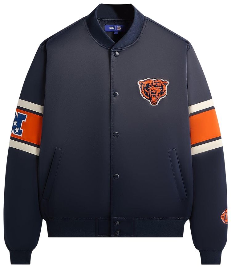 

Куртка Kith For The NFL Chicago Bears Satin Bomber Jacket Nocturnal, синий