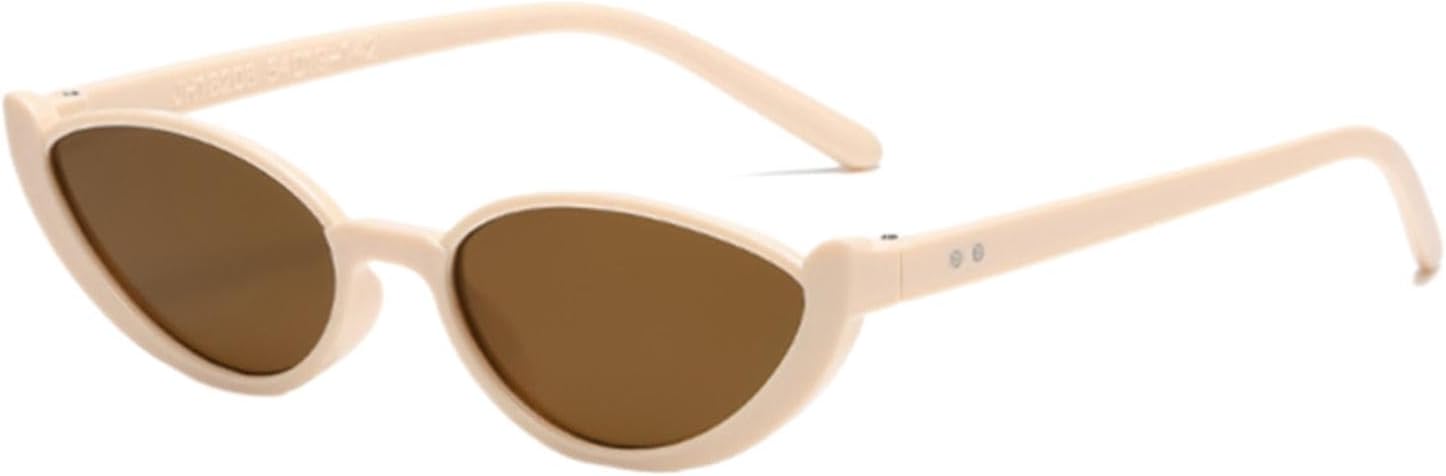 

Солнцезащитные очки с защитой UV400 | «Кошачий глаз», маленькая оправа, линзы конфетных цветов | для женщин и мужчин, для занятий спортом на открытом воздухе и вождения DSVIGF, Beige Tea