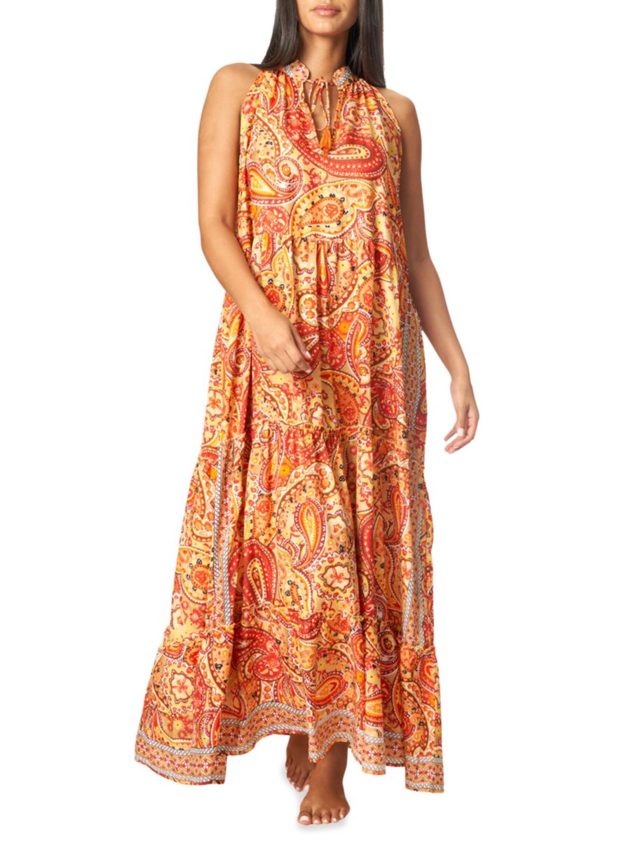 

Платье-туника с узором пейсли и многоуровневым рисунком La Moda Clothing, цвет Yellow Multi