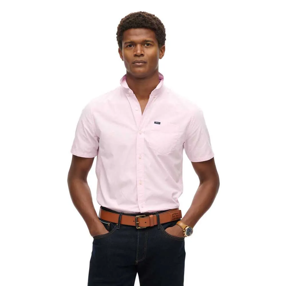 

Рубашка с коротким рукавом Superdry Premium Uni Oxford, розовый