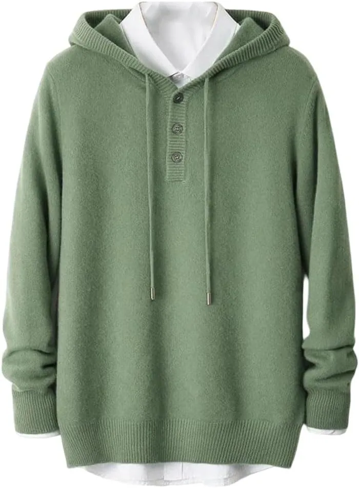 

Мужской пуловер с капюшоном из шерсти