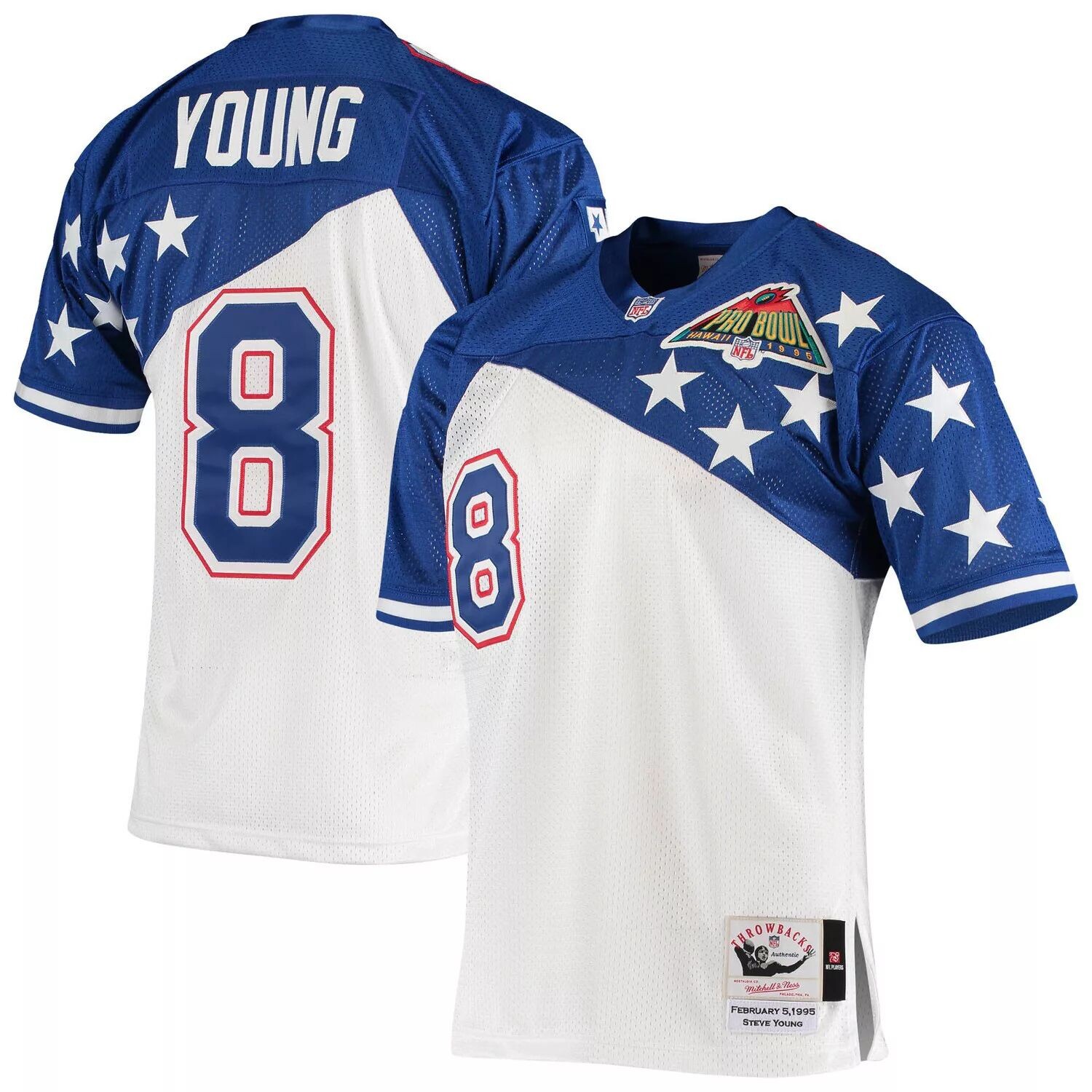 

Мужское аутентичное джерси Mitchell & Ness Steve Young белого/синего цвета NFC 1994 Pro Bowl, Синий, Мужское аутентичное джерси Mitchell & Ness Steve Young белого/синего цвета NFC 1994 Pro Bowl