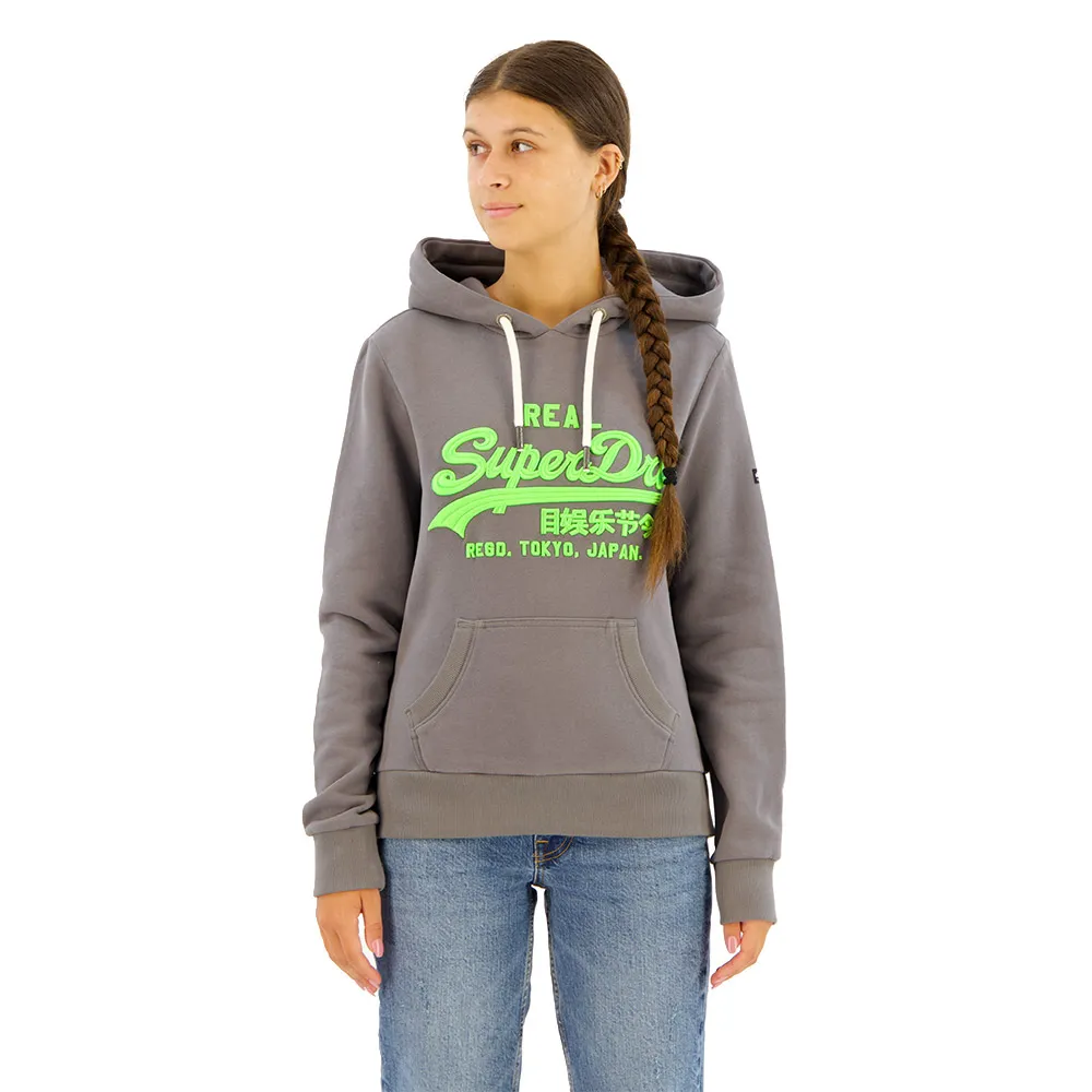 

Худи Superdry Neon Vl Embroidered Graphic, серый