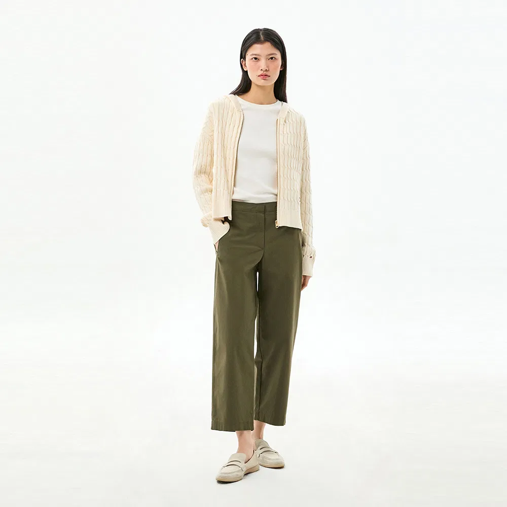 Женские укороченные брюки зауженного кроя цвета хаки от Tommy Hilfiger Women