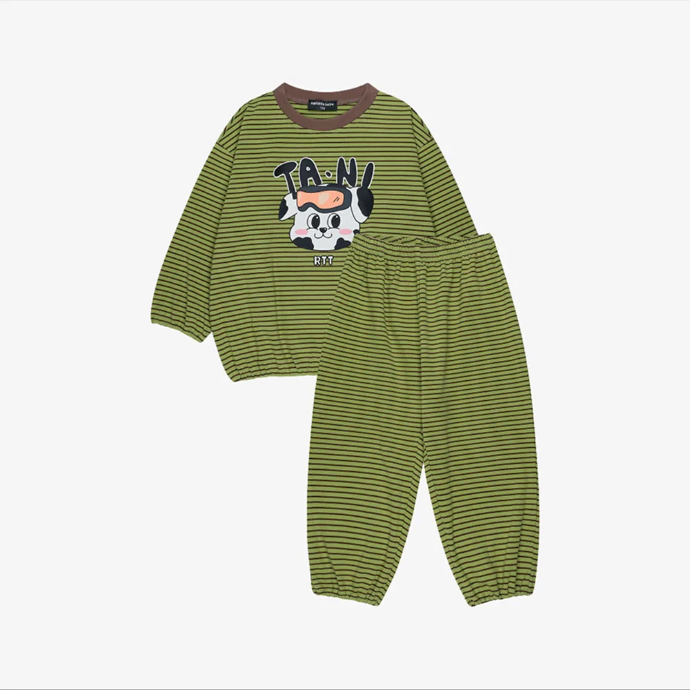 Детский домашний костюм Rototobebe Yanggimo в полоску, цвет Tani Green — фото 2