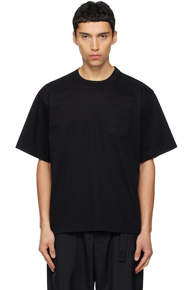 

Футболка из хлопкового трикотажа Sacai, черный