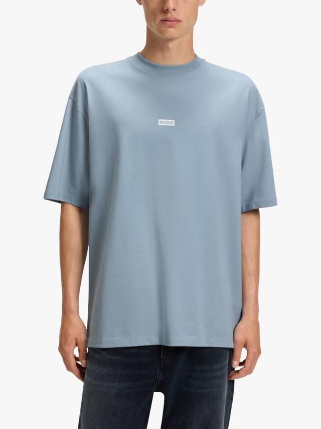 

Футболка Nalono из хлопкового рибана с круглым вырезом HUGO BOSS, Light Blue