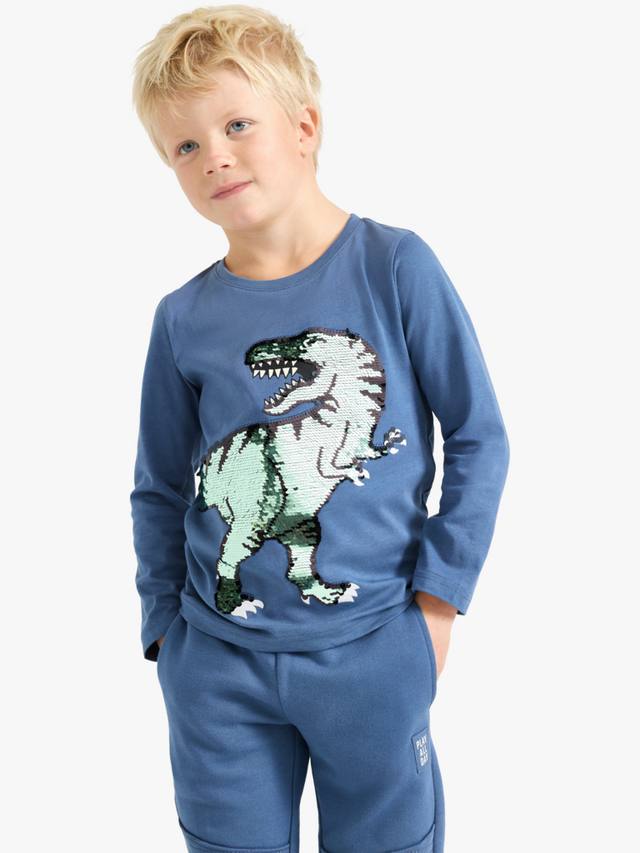 

Детская футболка с длинными рукавами и пайетками динозавр Lindex, Dusty Blue