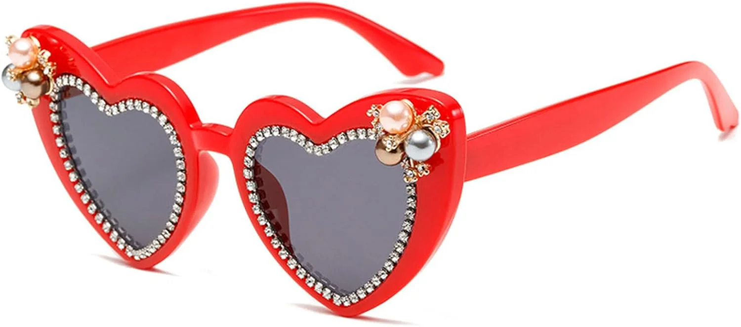 

Модные солнцезащитные очки в форме сердца с бриллиантами, роскошный дизайн, блестящие стразы, праздничные солнцезащитные очки для женщин в форме сердца mincl, Red