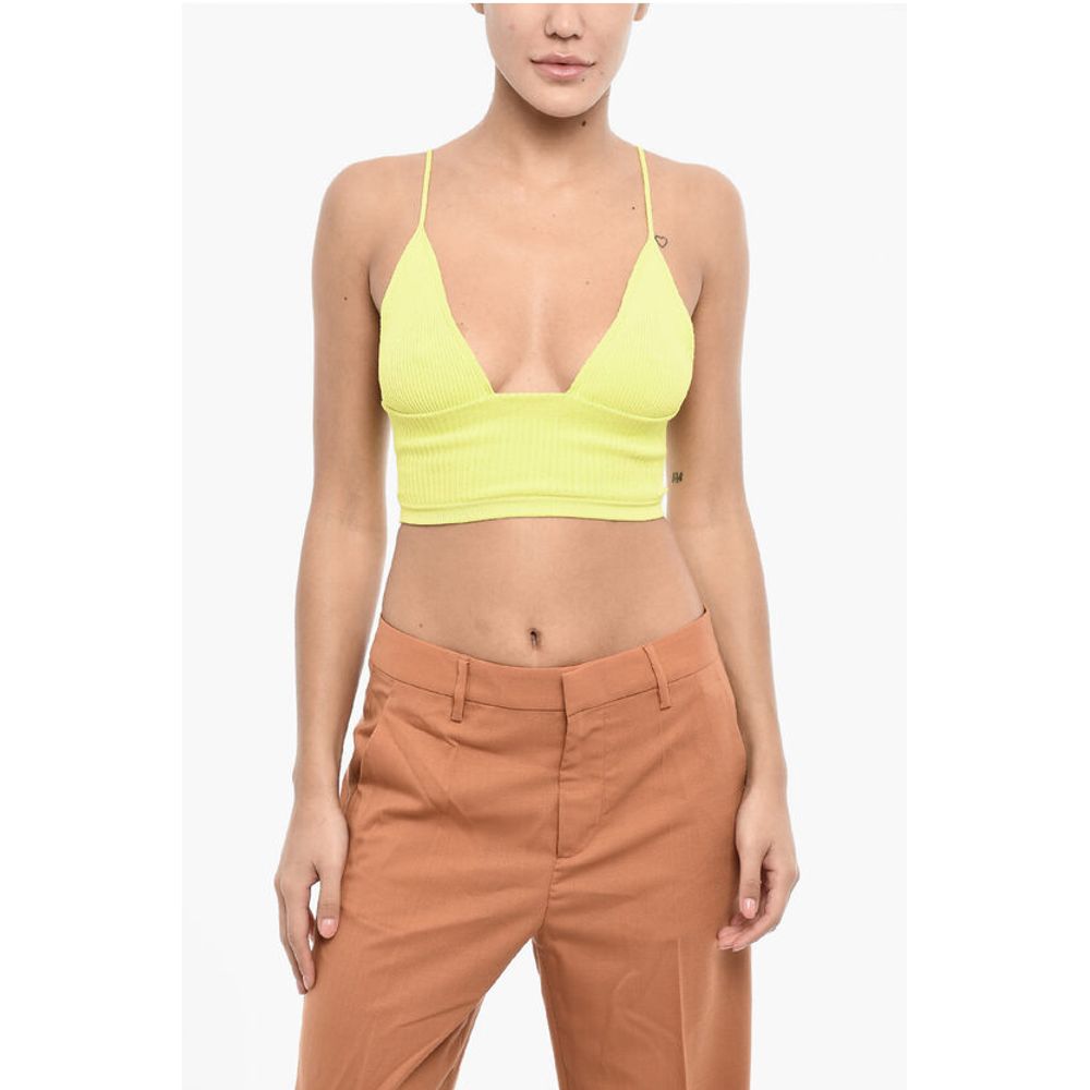 

Укороченный топ с глубоким вырезом и отделкой в рубчик Dsquared2, Green