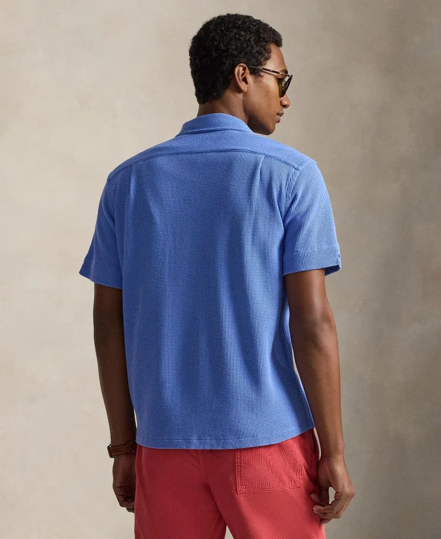 Мужская рубашка с коротким рукавом из вафельной вязки Polo Ralph Lauren, синий — фото 4