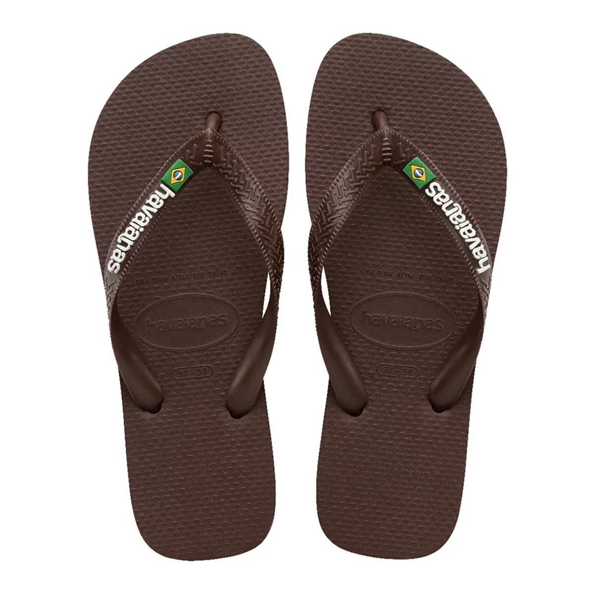 

Шлепанцы Hav унисекс. Логотип Бразилии Темно-коричневый/Белый 456 Havaianas