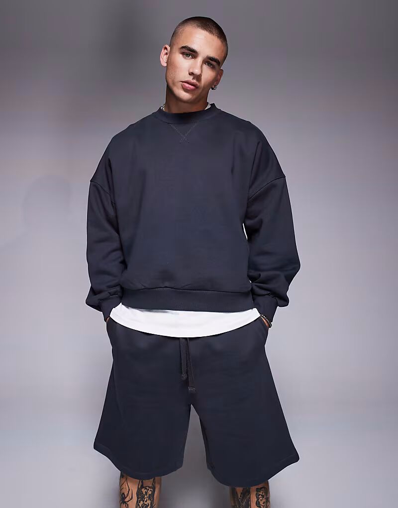 

Толстовка свободного кроя ASOS DESIGN премиум-класса из плотной ткани со спущенной линией плеча, плотностью 400 г/м², цвет древесный уголь