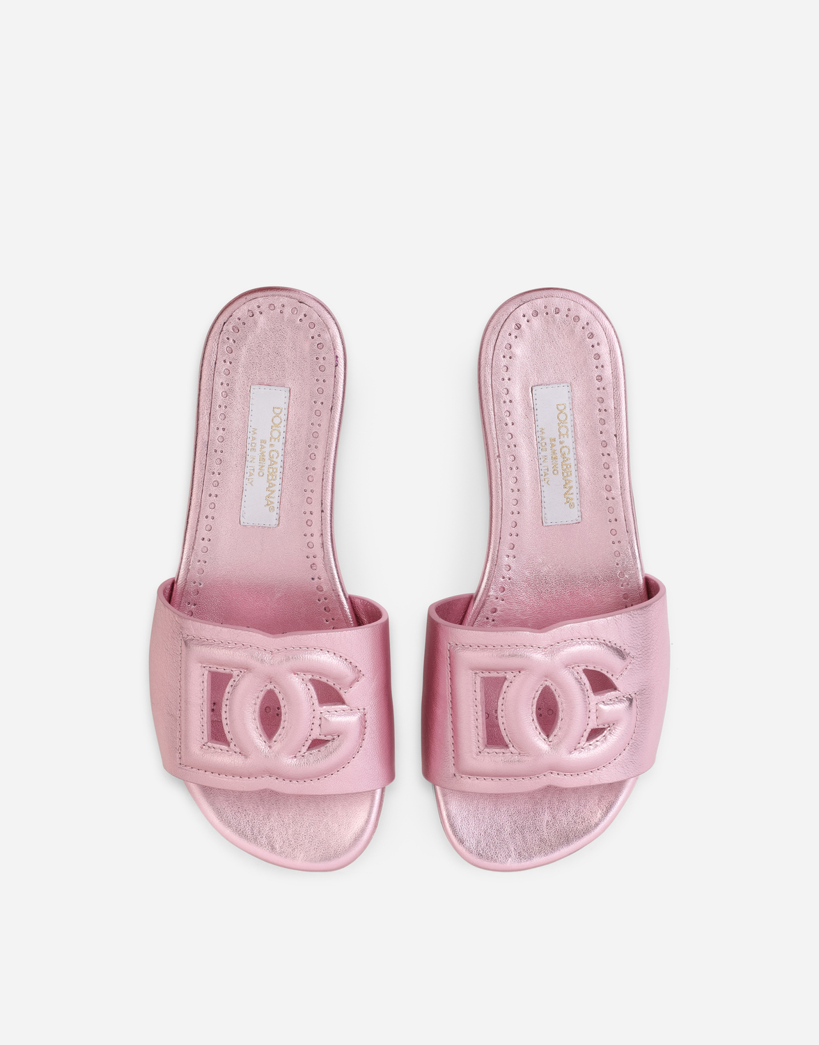 Слайдеры DG millennials из телячьей кожи Dolce&Gabbana, розовый — фото 4