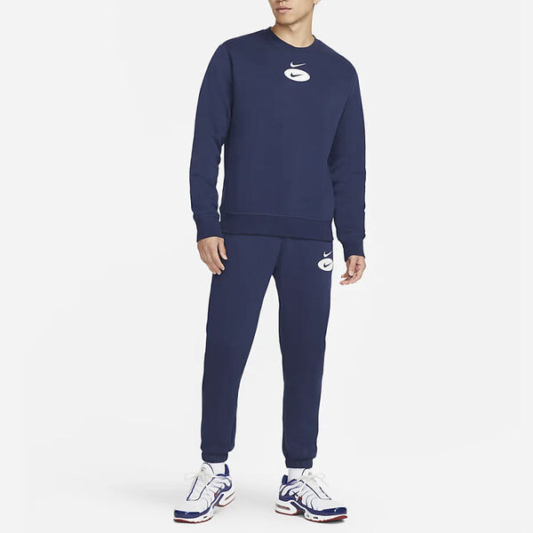 Толстовка Nike League As Sportswear Sl Bb Crew 'Navy White', белый — фото 3