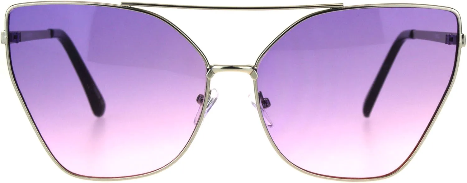

Женские солнцезащитные очки большого размера, квадратная оправа в форме бабочки, металлический каркас, линзы с эффектом омбре PASTL, Silver (Purple Pink)
