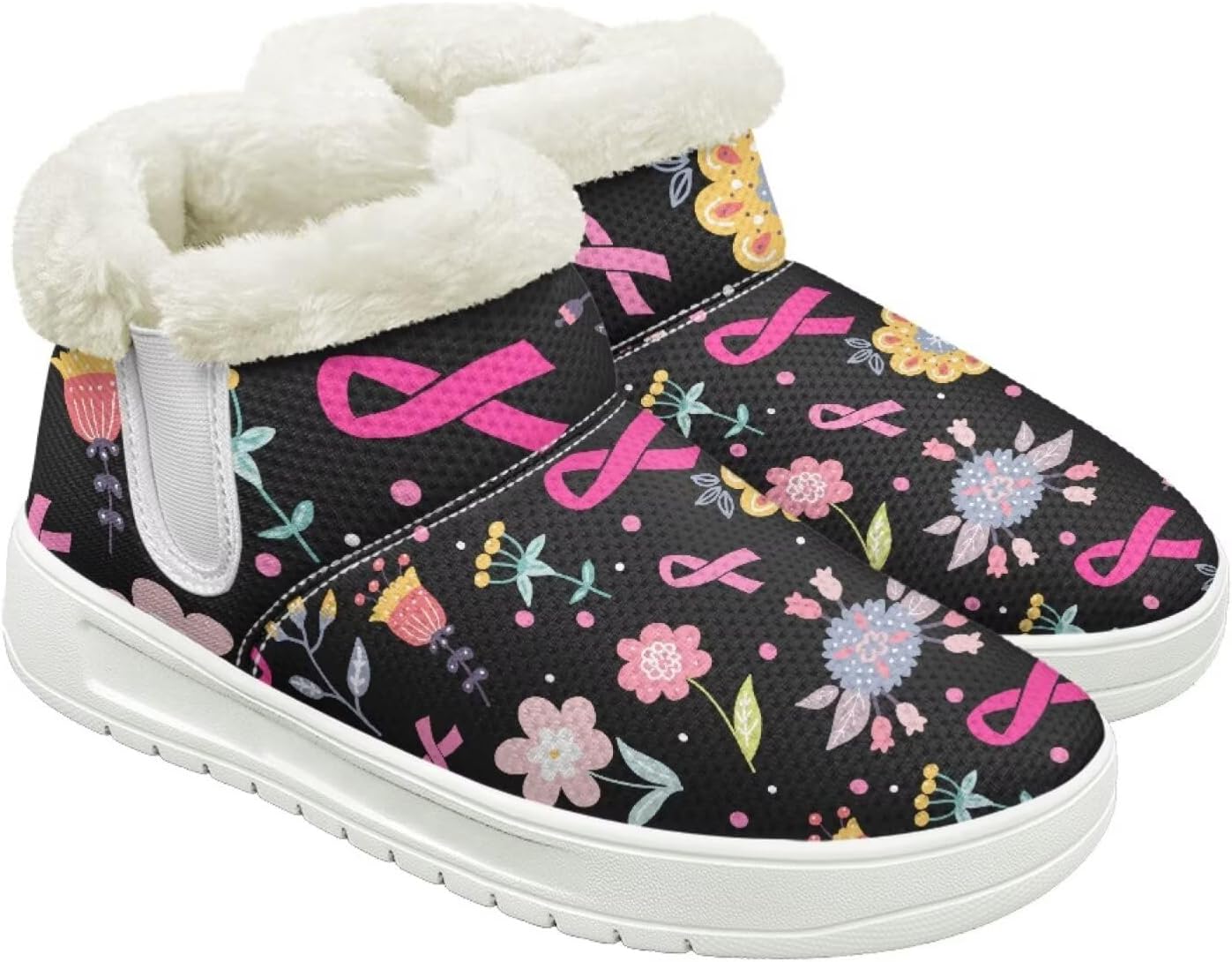 

Зимние ботинки для женщин и мужчин, слипоны, снежные туфли, для походов и путешествий, для ходьбы, с нескользящей резиновой подошвой, модный подарок Cugasmaru, Breast Cancer