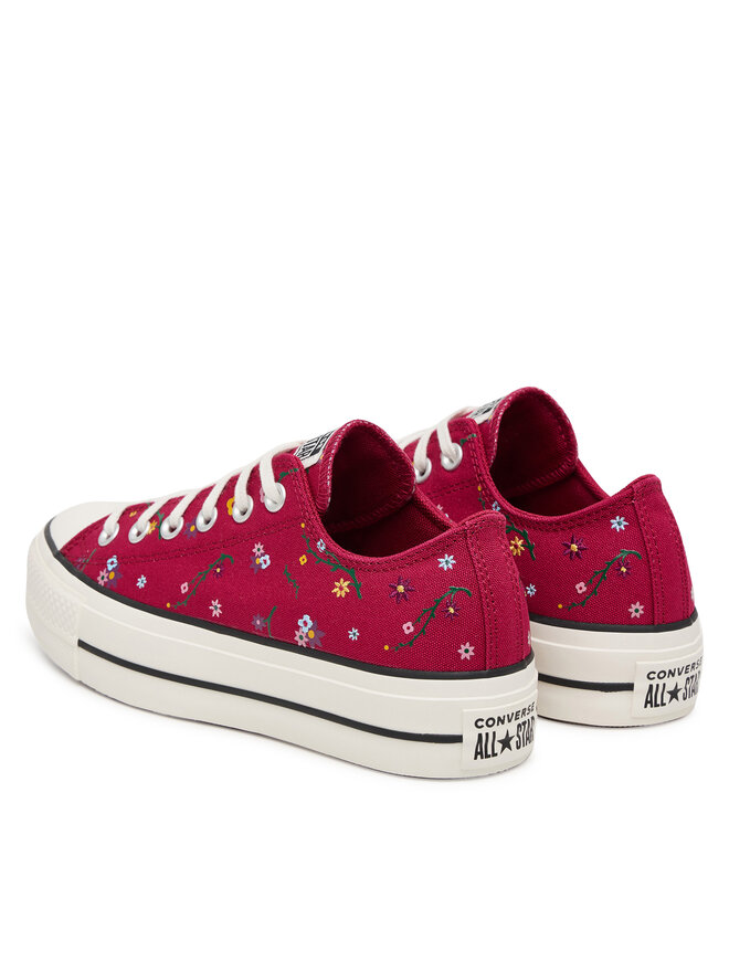 Тканевые кеды Chuck Taylor All Star Lift Platform Embroidered Floral Patchwork A15535C Converse, красный — фото 3