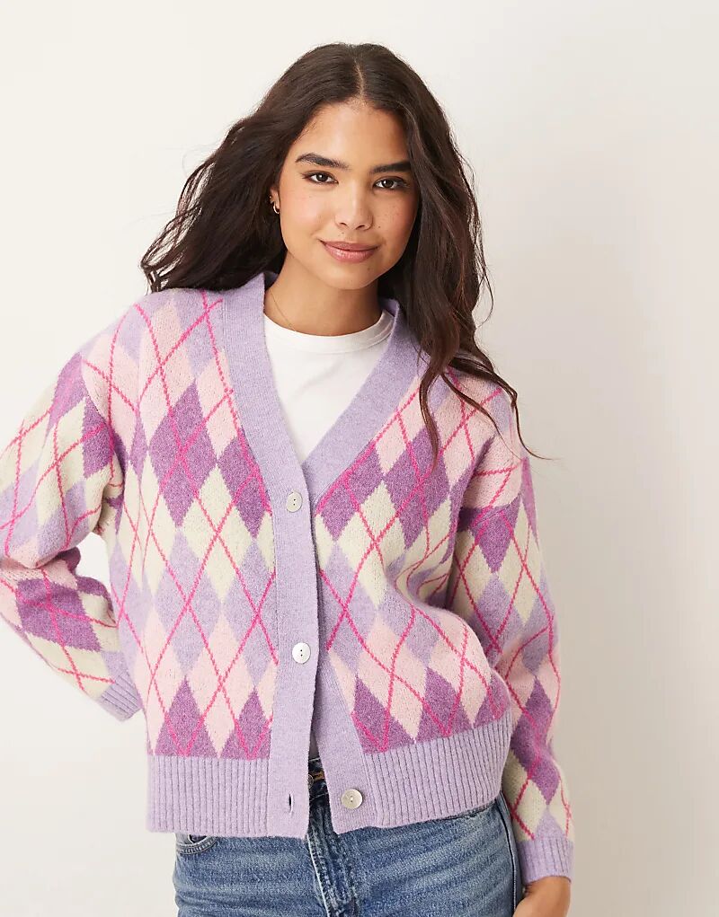 

OMNES Пурпурный кардиган Henni Argyle Mix
