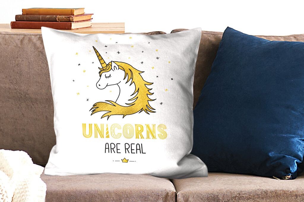 

Декоративная подушка MuchoWow, диванная подушка, декоративная подушка для гостиной, 60 х 60 см, детская иллюстрация, цитата единорога - чехол на подушку - хлопчатобумажная ткань - декоративные наволочки