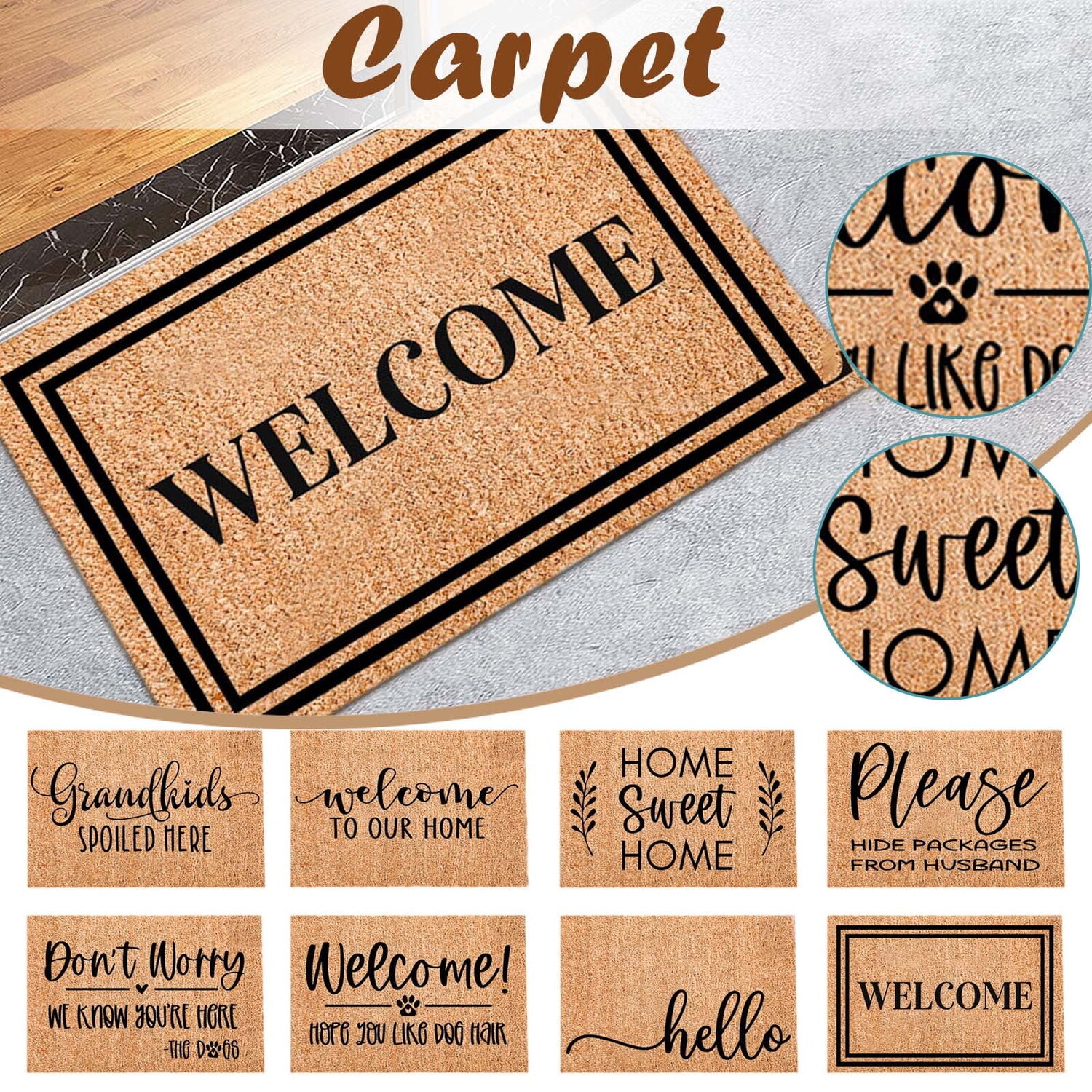 

Коврик для входной двери Toyfunny Coir, коричневый
