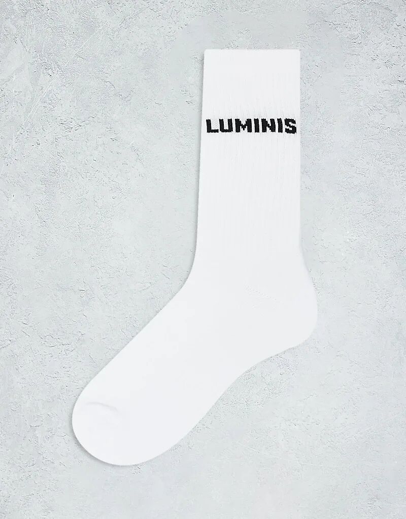 

Носки-трубы Luminis script белого цвета River Island