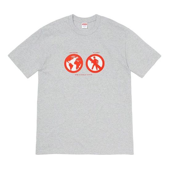 

Футболка fw19 week 1 save the planet tee earth short sleeve gray Supreme, серый