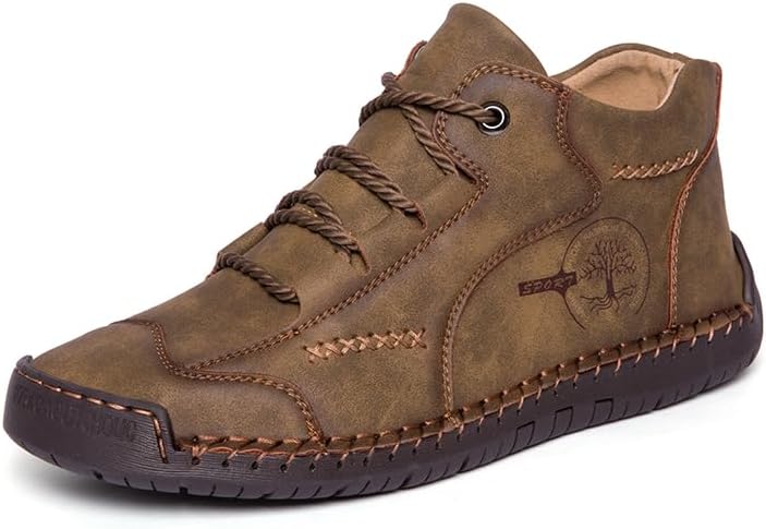 

Мужские винтажные ботинки SWZEC с ручной прошивкой, комфортные, из мягкой кожи, хаки