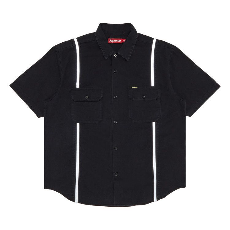 

Рубашка Supreme Reflective Stripe Short-Sleeve Work Shirt, Black