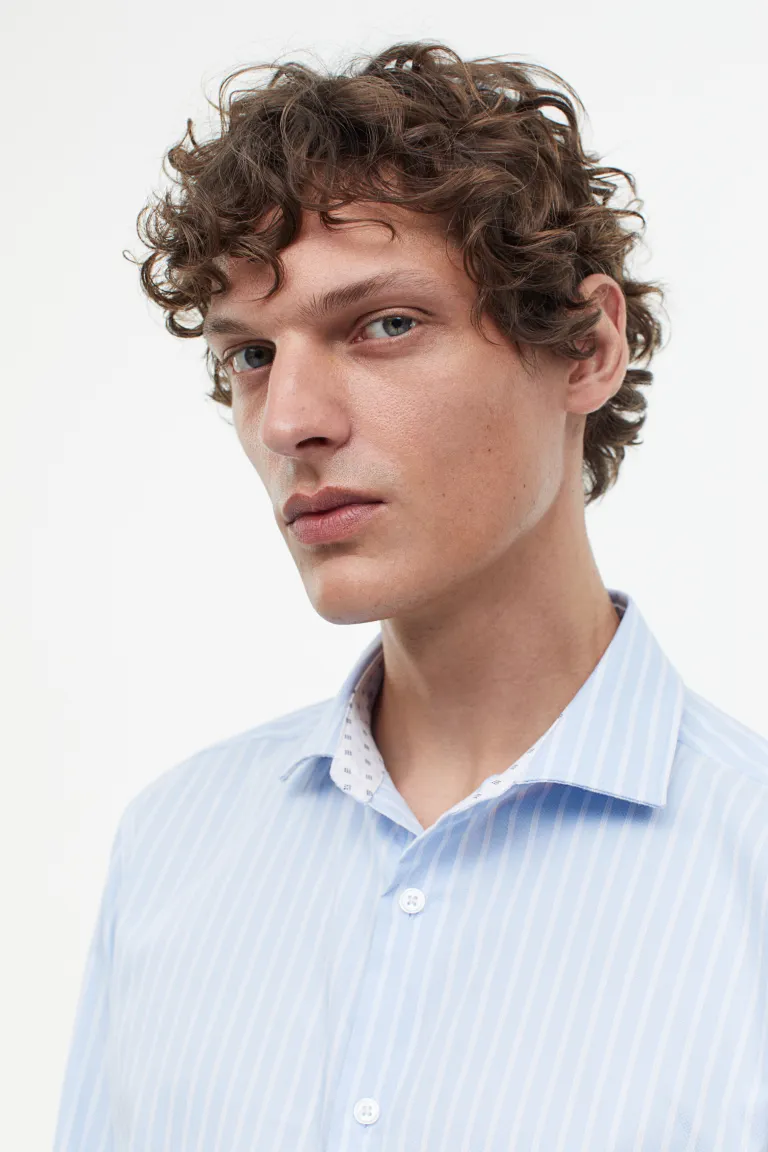 

Рубашка из хлопка премиум-класса slim fit H&M, синий