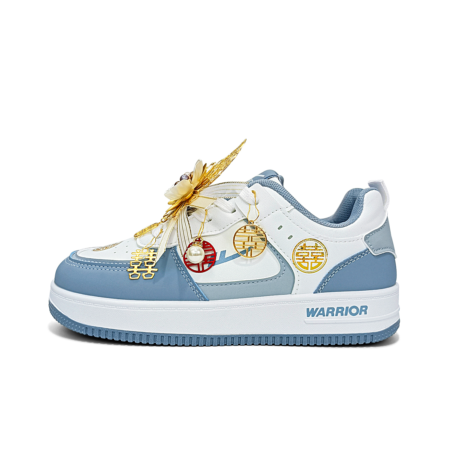 

WARRIOR Кроссовки для скейтбординга Unisex Synthetic Leather Cushioning Abrasion Resistant Lightweight Low top White Blue