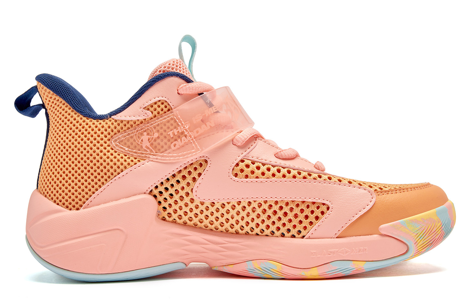 Амортизирующие, износостойкие детские баскетбольные кроссовки mid top orange QIAODAN, оранжевый — фото 3