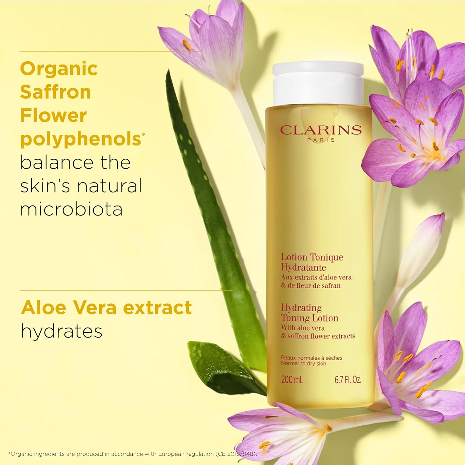 Clarins Hydrating Toning Lotion - очищает, тонизирует, увлажняет и балансирует микробиом кожи, на основе алоэ вера, без спирта, для нормальной и сухой кожи — фото 3