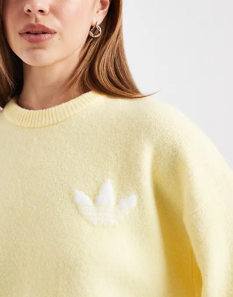 Вязаный джемпер Adidas Originals, желтый — фото 2