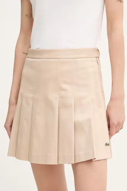 Юбка мини Lacoste A-силуэта, бежевый