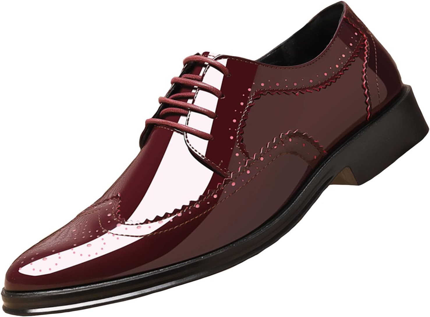 

Мужские туфли GLBDU с глянцевой кожей, крыловидной перфорацией и вырезами, классические туфли с круглым носком, шнуровкой и низким верхом, оксфорды, повседневные, деловые и дерби, красный