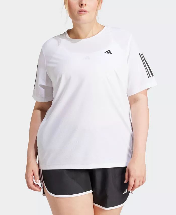 

Футболка больших размеров Own the Run с влагоотводящим эффектом adidas, белый