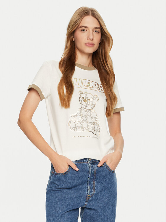 

Футболка стандартного кроя Guess, экрю