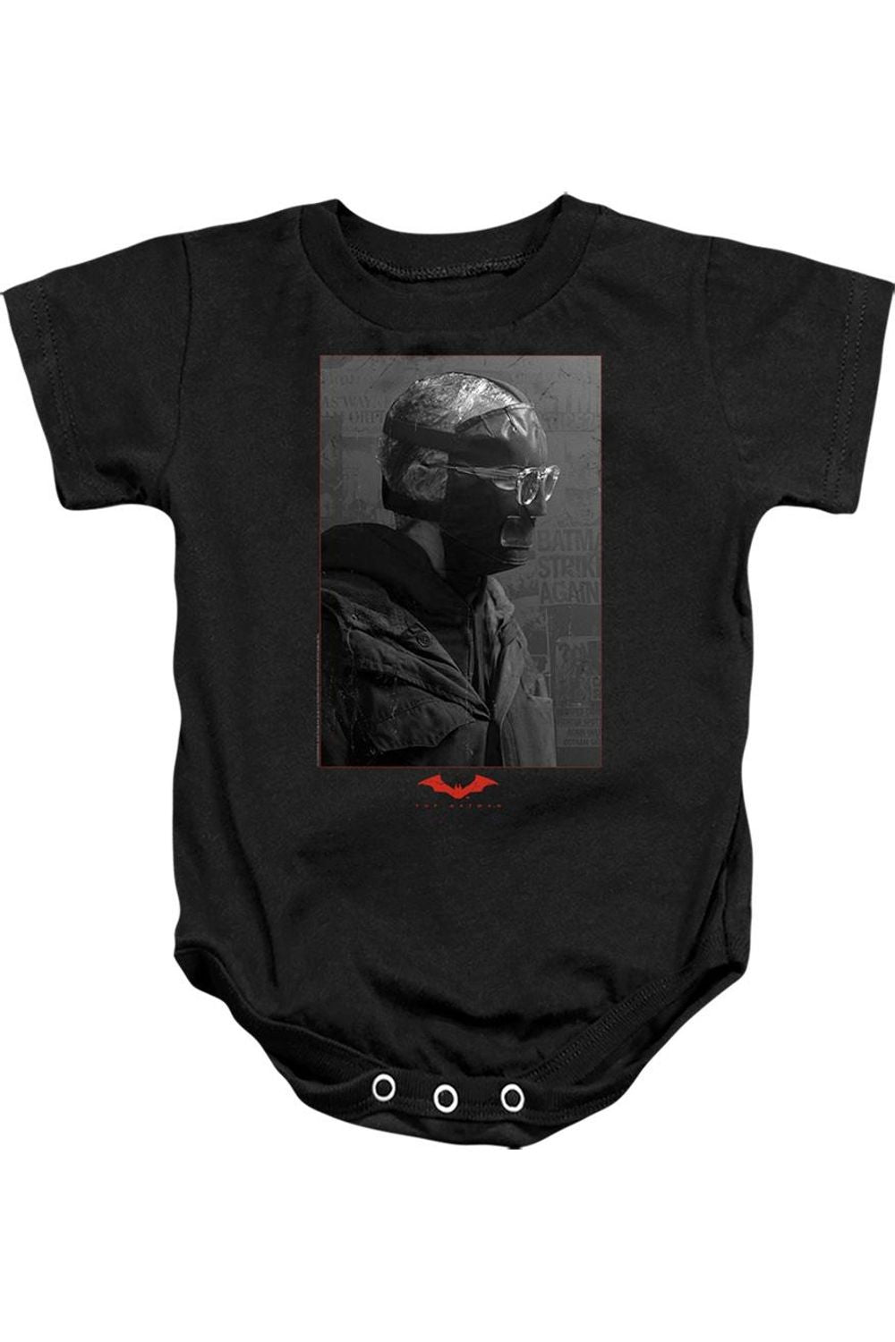 

Детский комбинезончик с застежкой "Портрет Загадчика" из фильма "Бэтмен" (2022) Gildan, черный