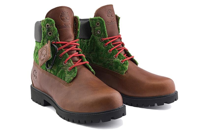 Мужские уличные ботинки Timberland с текстильной вставкой, коричневый/зеленый — фото 3