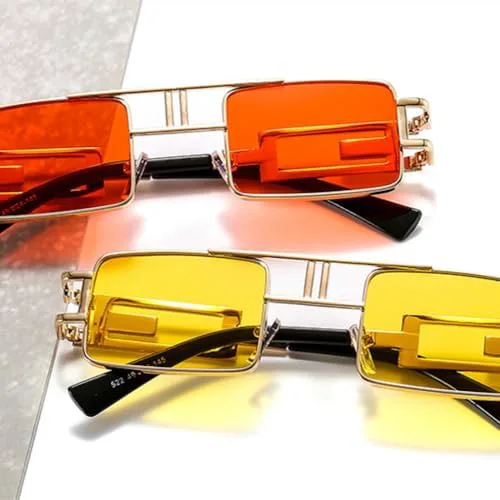 

Солнцезащитные очки прямоугольной формы 2027 года для женщин и мужчин, маленькие, черные, в стиле стимпанк, с защитой от ультрафиолета UV400 MTZJH, C10 Gold Clear