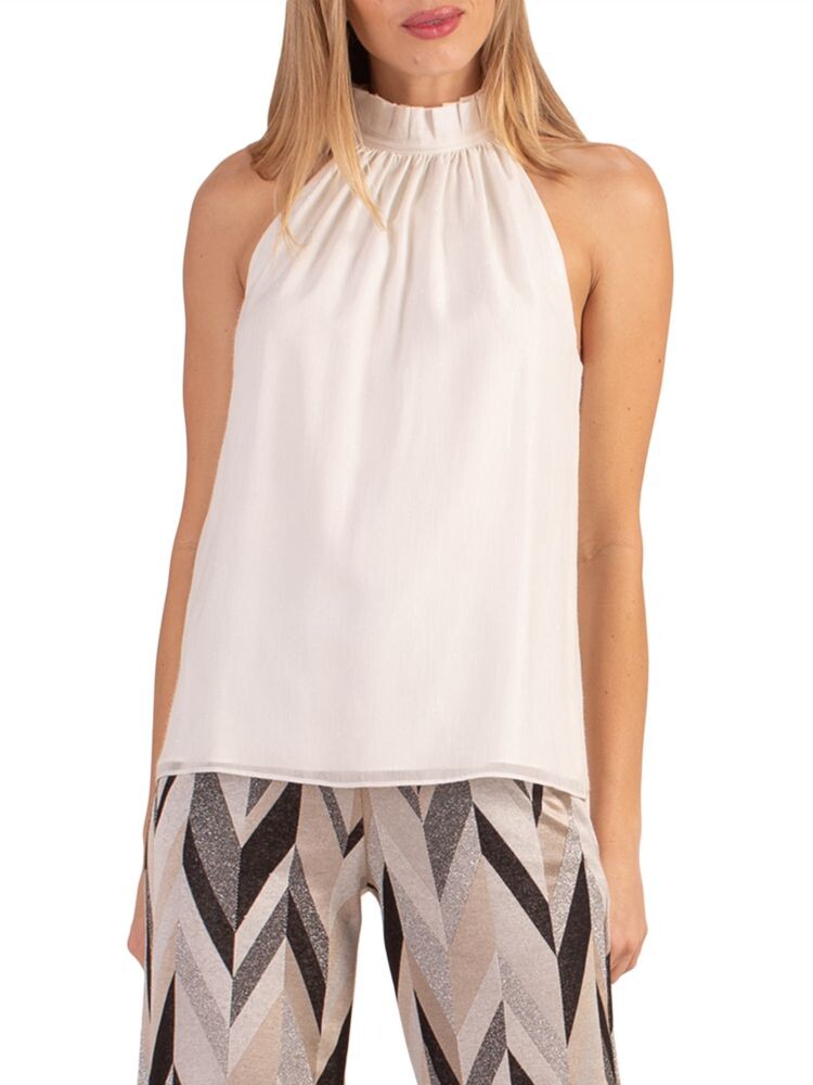 

Блестящий топ с бретелькой Playful Shimmer Trina Turk, цвет Winter White