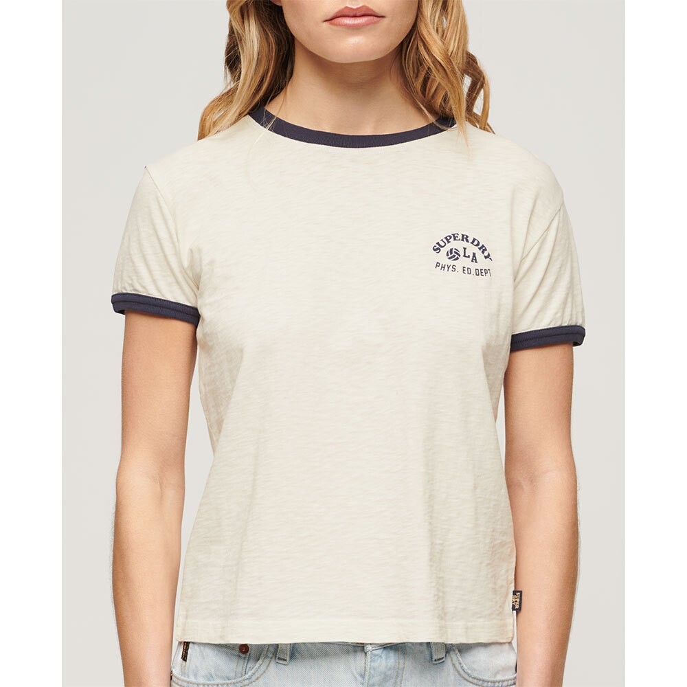

Футболка с коротким рукавом Superdry Beach Graphic Fitted Ringer, бежевый