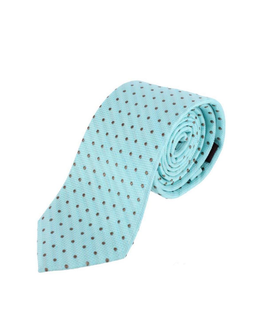

Мужской деловой галстук Ignacio из льняной смеси в горошек с вертикальным косым кроем и подкладкой TRAFALGAR, Light blue
