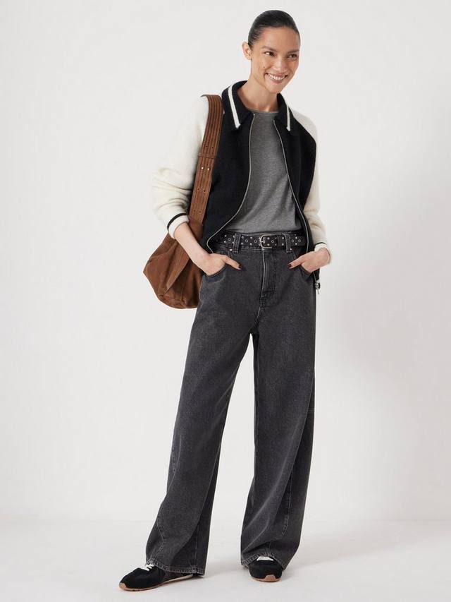 

Бомбер с логотипом из шерстяной смеси HUSH, Black/Ecru