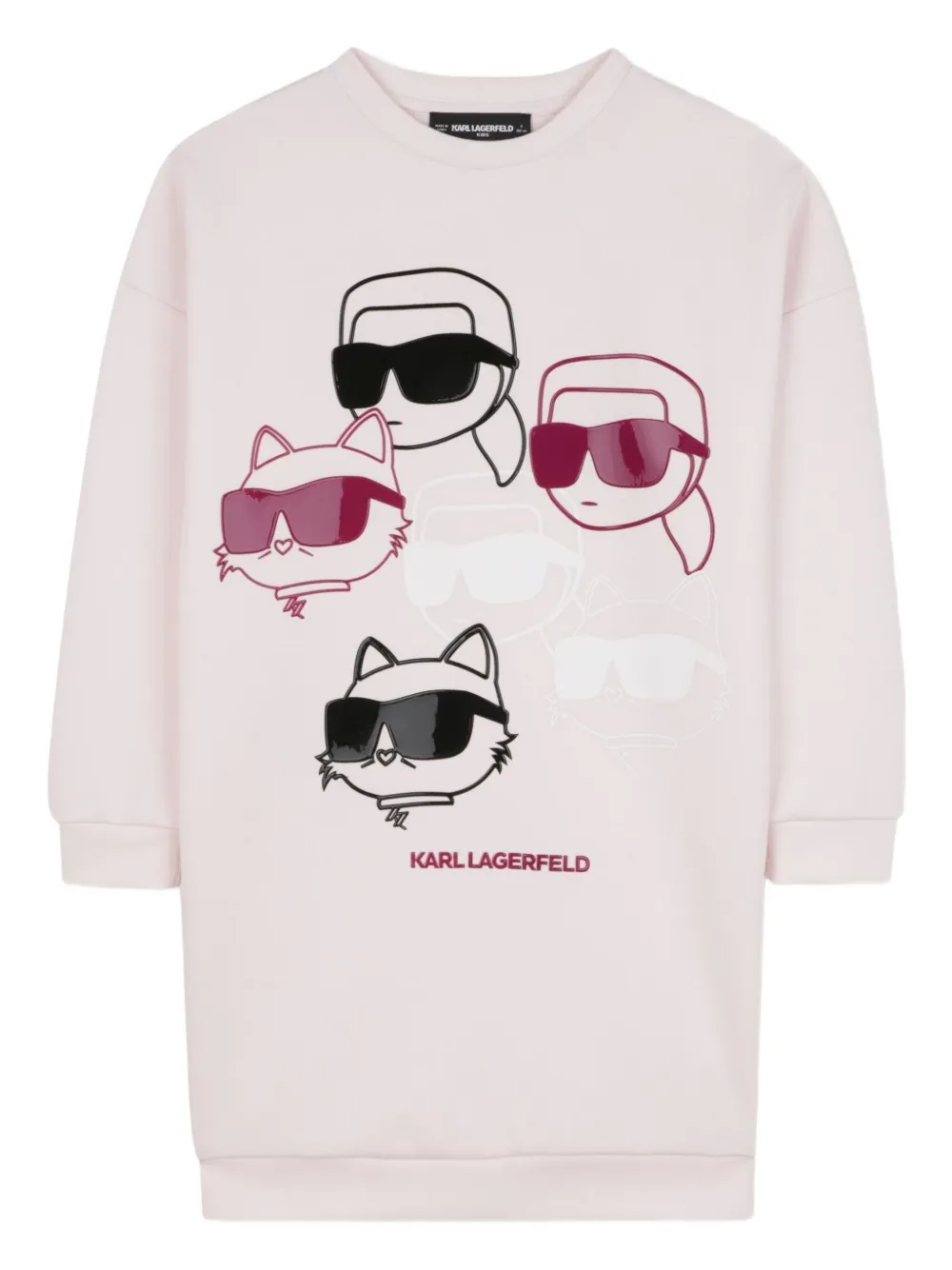 

Платье-толстовка с графичным принтом KARL LAGERFELD KIDS, розовый